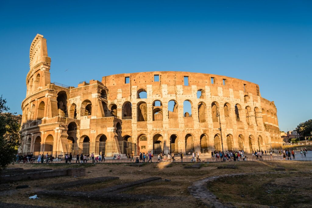 Outdoor view of The Colosseum or Coliseum in Rome